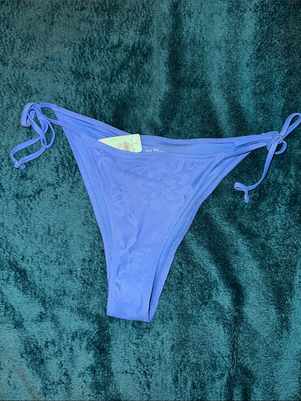 Women’s Tie-Side Bikini Bottom - Violet/periwinkle blue Lace